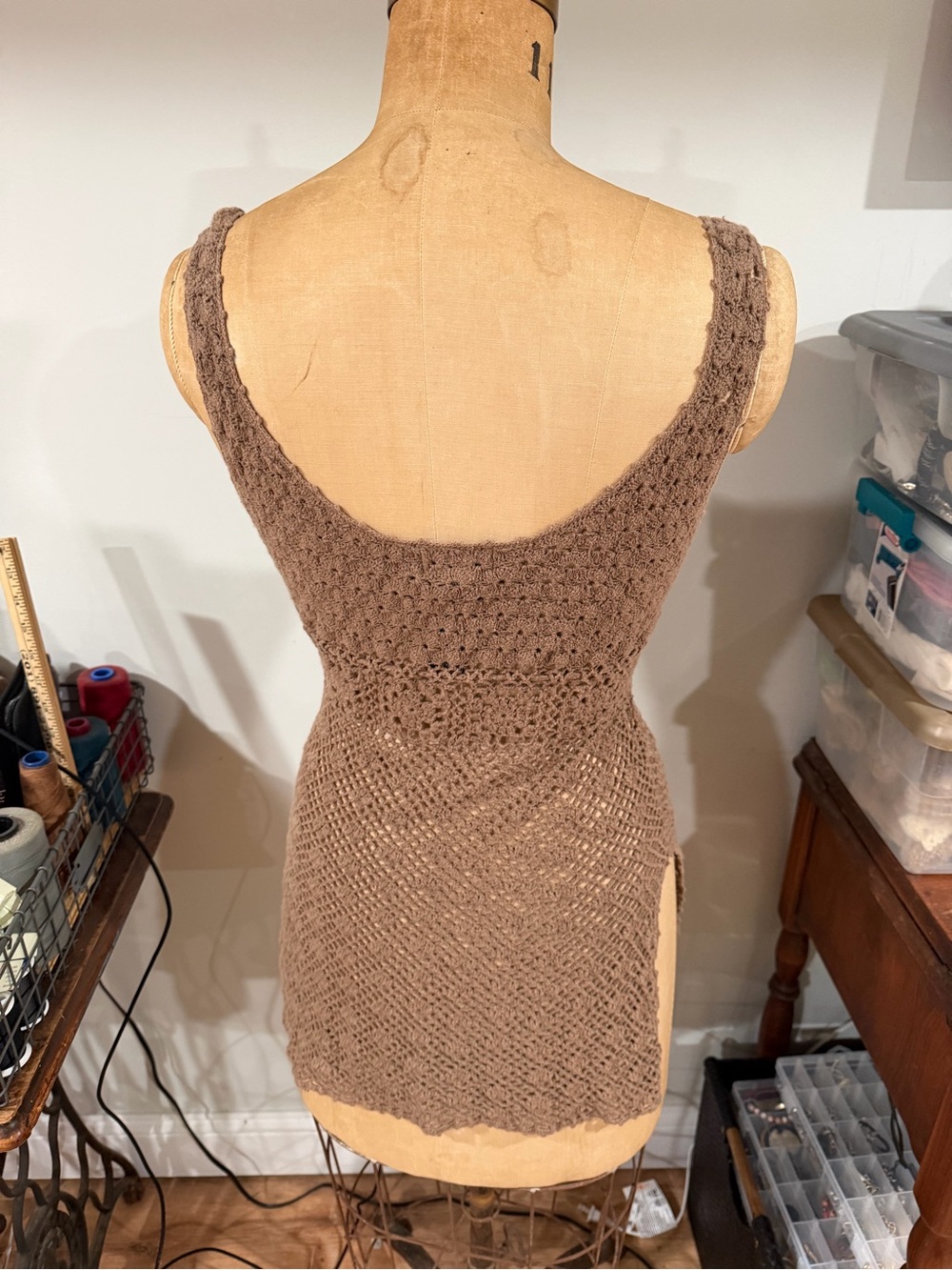 bebe Brown Open-Weave Sleeveless Knit Tank - Picture 2 of 4